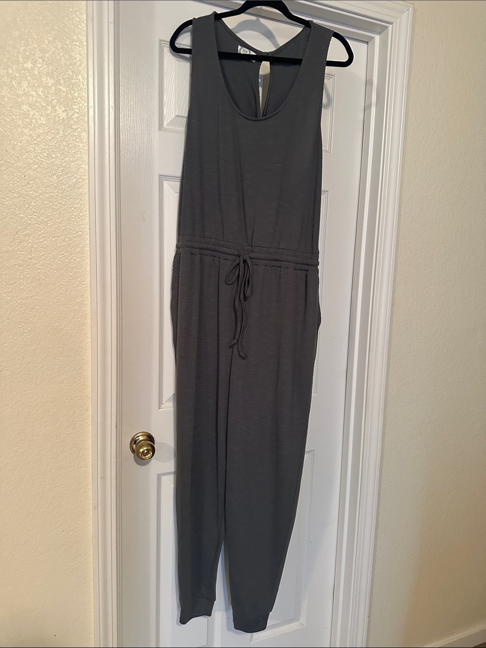 Maurices Sleeveless Gray Jumpsuit with Drawstring Waist